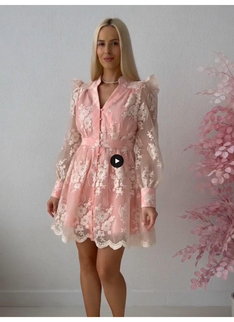 Elegantné vyšívané šaty s tylom Princess ružové B 250 Elegantné vyšívané šaty s tylom Princess ružové B 250