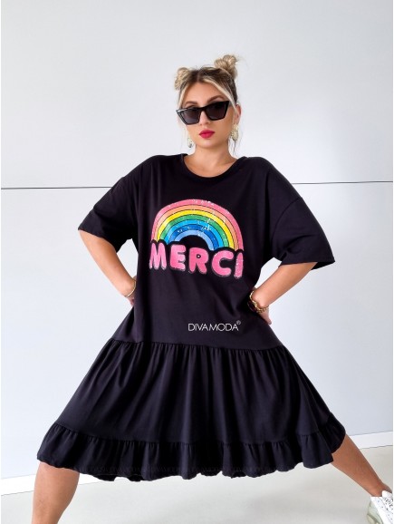 Oversize šaty Rainbow čierne S 124