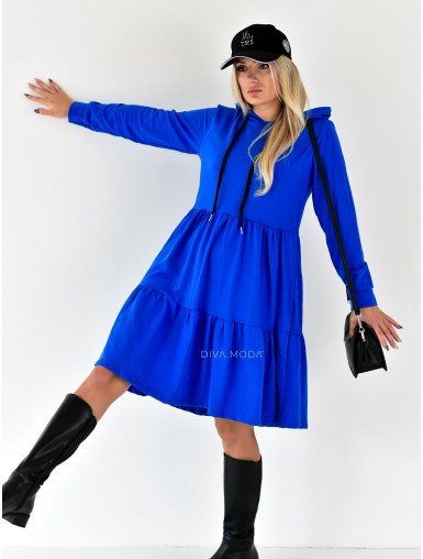 Prešívané šaty Gloria Modré S 408