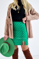 Bodkovaná sukňa s gombíkmi zelená S 64