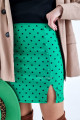 Bodkovaná sukňa s gombíkmi zelená S 64