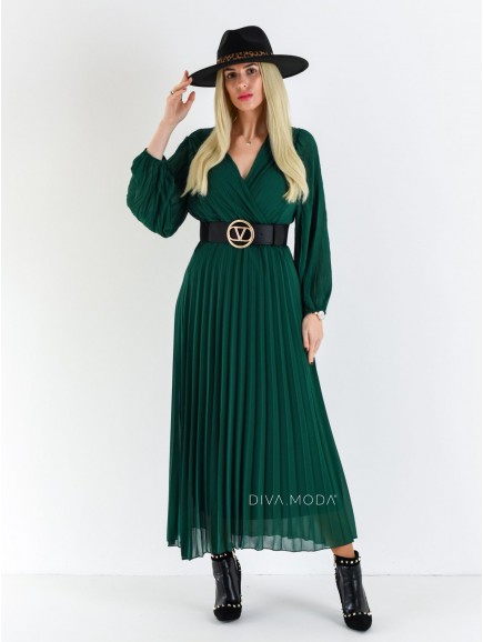 Maxi šaty plisované Daniell zelené S 593