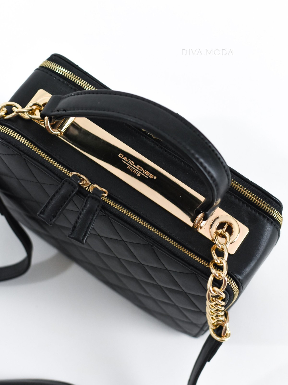 Kufríková kabelka David Jones čierna so zlatými doplnkami N 50
