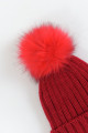 Rebrovaná zateplená čiapka s brmbolcom červená P 120