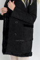Kožušinový kabátik z brúsenej koženky dvojradovými gombíkmi čierny P 44