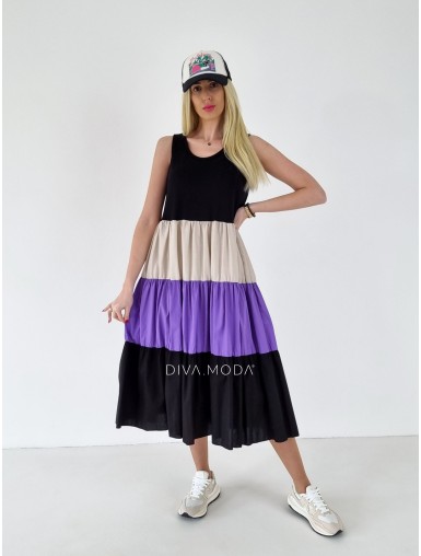 Maxi šaty Leana čierno-fialové A 200