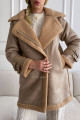 Aviator kabát s ovečkovou kožušinou hnedý-latté S 7