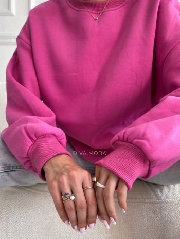 Zateplená basic mikina ružová S 32