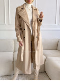 Koženkový trenchcoat latté A 10