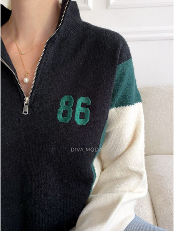 Sveter so zipsom 86 čierny S 542