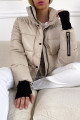 Koženková zimná bunda s patentami béžová S 84
