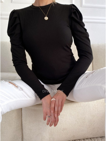 Top s puf rukávom Lila čierny S 78