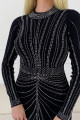 Úpletové šaty s kamienkami čierne S 45