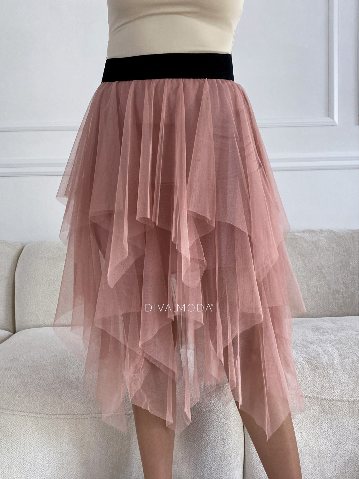 Tylová sukňa ružová Linda B 14