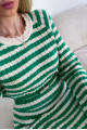 Pruhované šaty so štrasovým opaskom zelené 99