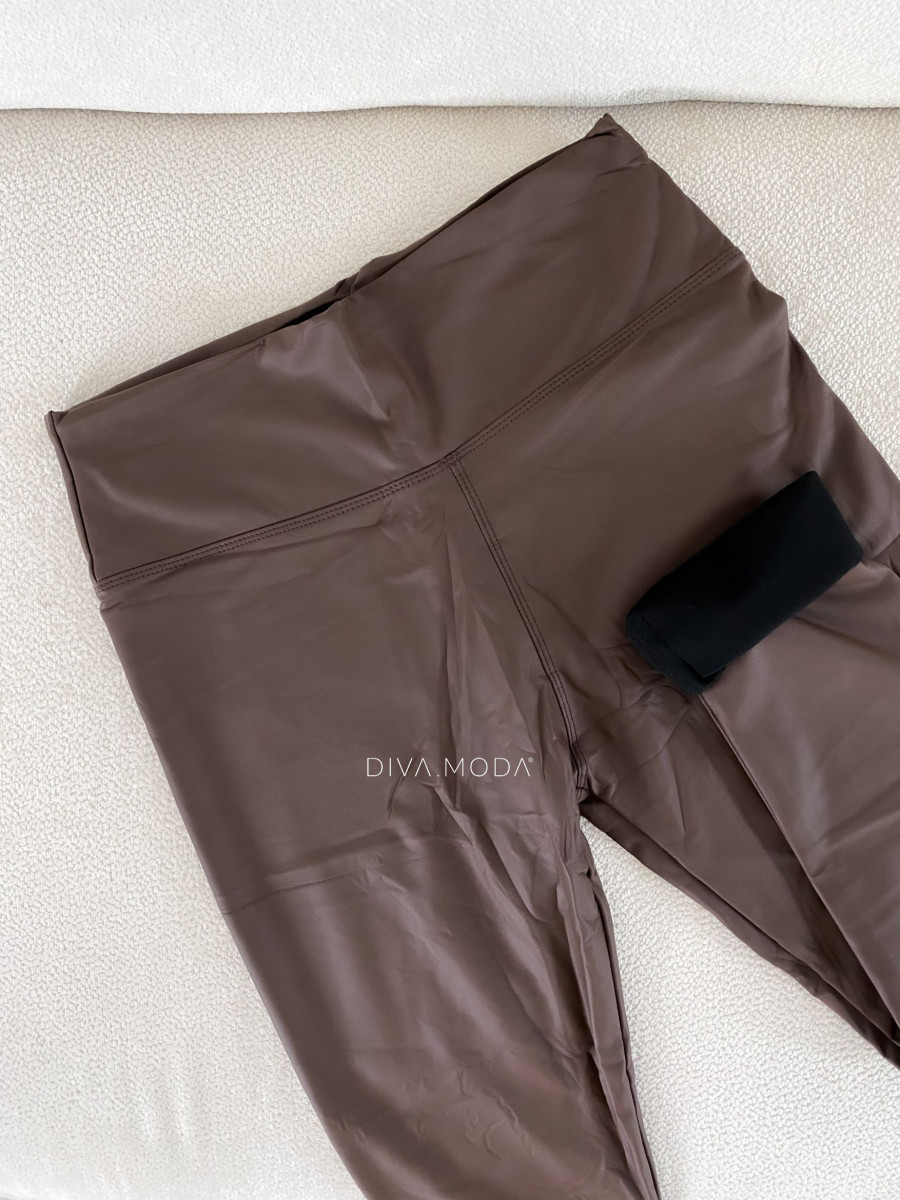 Koženkové legíny zateplené tamia čokoládové A 260