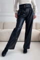 Koženkové široké nohavice čierne S 111