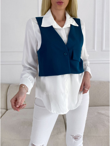 Blúzka s vestou petrolejová S 126