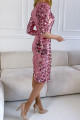 Flitrované asymetrické šaty ružové P 35