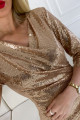 Flitrované mini šaty s riasením na boku zlaté P 34