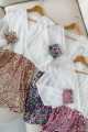 Blúzkové mini šaty s flitrovanou sukňou multicolor P 33