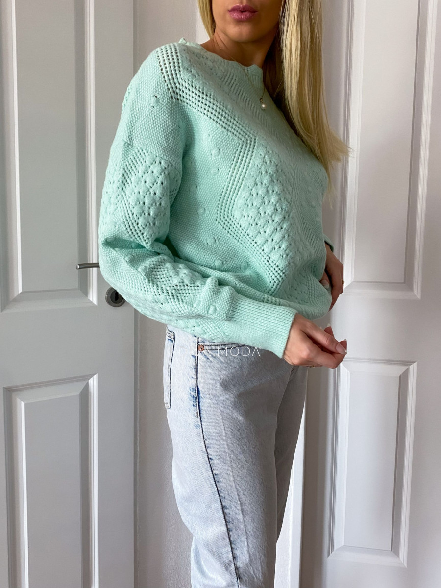 Dierkovaný sveter Valentina mint M 15
