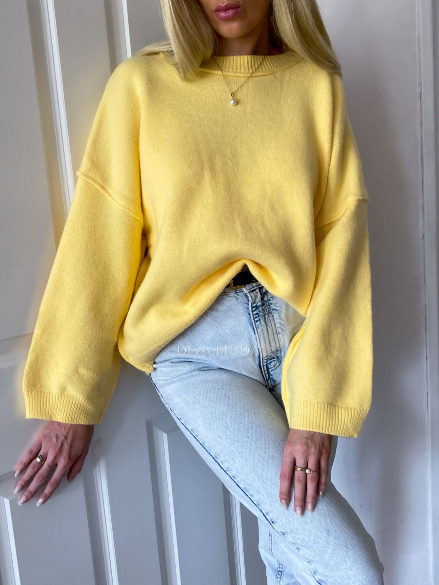 Oversize sveter lemon M 14