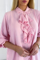 Dlhá košeľa s volánom baby pink M 53