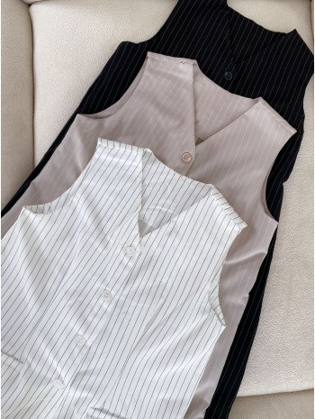 Vestičkové pruhované šaty biele M 70