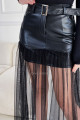 Koženkovo- tylová maxi sukňa čierna M 66