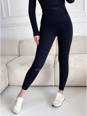 Rebrované push up legíny s vysokým pásom čierne M 106