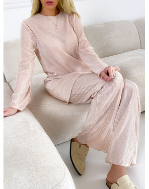 Rebrovaný ľahký komplet béžový M 96