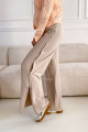 bavlnené široké nohavice na cvoky béžové M 111