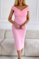 Prekrížené midi šaty bez rukávov baby pink M 136