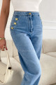 Straight jeans so zlatými gombíkmi svetlo modré M 154
