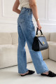 Straight jeans s elastickým pásom modre M 153