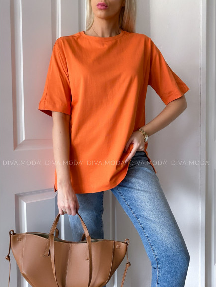 Basic oversize bavlnené tričko orange P 47