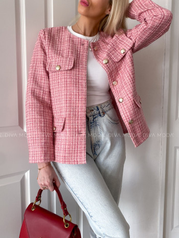 Tvídový blejzer so zapínaním na gombíky ružový P 70