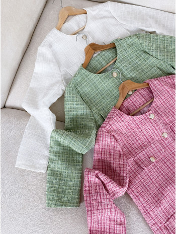 Tvídový blejzer so zapínaním na gombíky ružový P 70