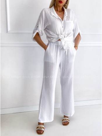 Mušelínové nohavice biele B 12