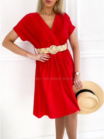 Ľahké šaty s opaskom charlott červené P 110