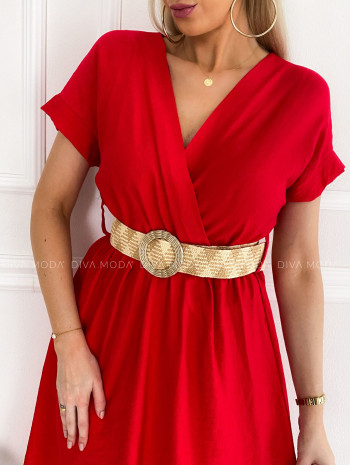 Ľahké šaty s opaskom charlott červené P 110
