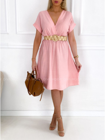 Ľahké šaty s opaskom charlott svetlo ružové P 110