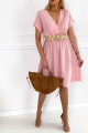 Ľahké šaty s opaskom charlott svetlo ružové P 110
