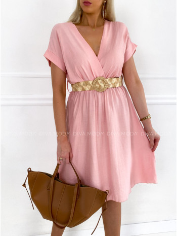 Ľahké šaty s opaskom charlott svetlo ružové P 110
