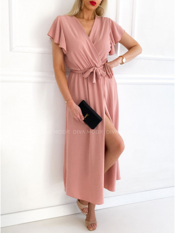 Maxi šaty s volánikmi na ramenách Iwet staroružové P 115