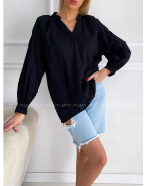 Bavlnená oversize Vyšívaná košeľa laura čierna P 132