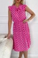 Bavlnené midi bodkované šaty ružové P 123