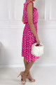 Bavlnené midi bodkované šaty ružové P 123