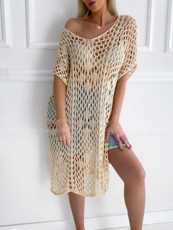 Háčkovaná tunika na plavky ecru P 145